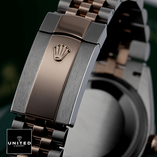 Rolex 126231 Replica 3 Rolex 126231 Everose Gold Jubilee Bracelet Replica clasp on the rolex logo