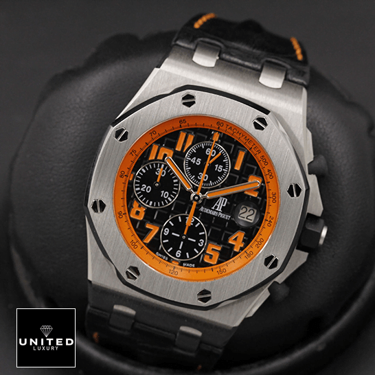 Lava Watches Replica 12 Audemars Piguet Orange Black Dial Replica in the black stand