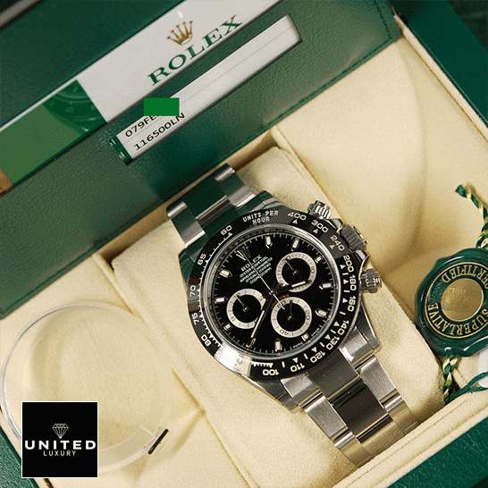 Daytona 116520 Black Dial Replica 5 Rolex Daytona 116500ln-0002 Stainless Steel Oyster Replica & Guarantee Card in the box