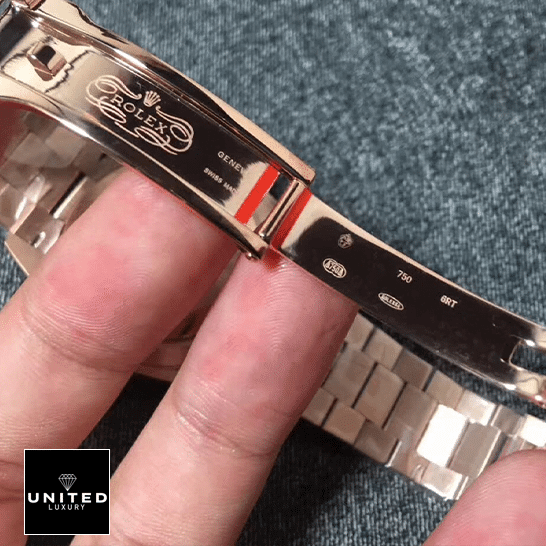 Rolex Day-Date 228235 AR Rose Gold Wrapped Rhodium Dial Replica 5 Rolex Day-Date 228235 AR Stainless Steel With Rose Gold Replica Open Fold Clasp