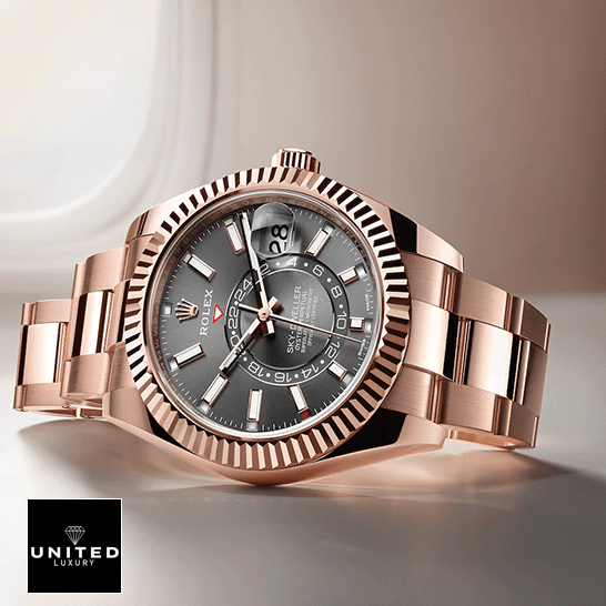 Rolex Sky-Dweller 326935-0007 SRO Automatic Everose Rhodium Dial Oyster Replica 4 Rolex Sky-Dweller 326935-0007 Everose Fluted Bezel Replica