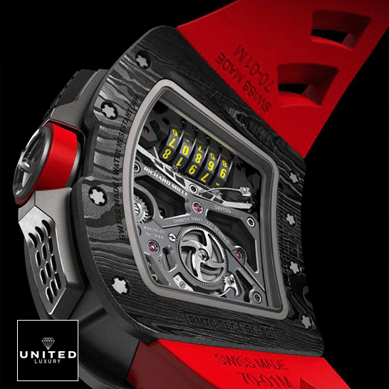 Richard Mille Tourbillon Replica 3 Richard Mille RM70-01 Carbon Black Case Replica upside view