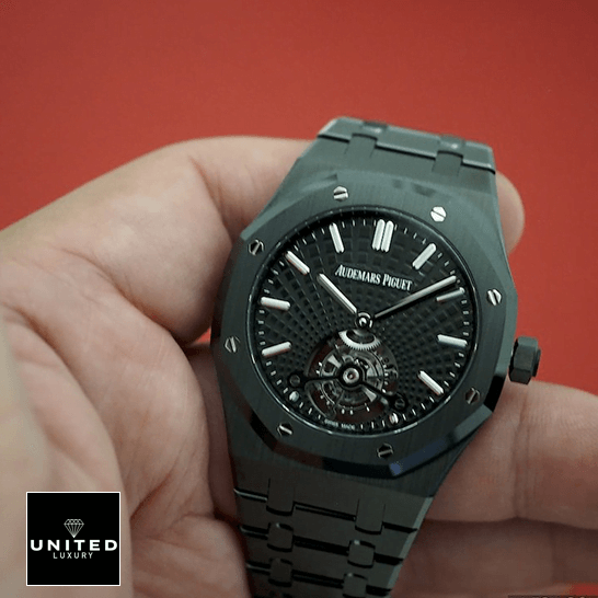 Audemars Piguet Royal Oak Tourbillon 26522CE.OO.1225CE.01 Replica 4 Audemars Piguet Tourbillion All Black 26522CE.OO_.1225CE Replica on the han