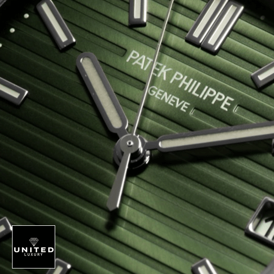 Patek Philippe Nautilus Green Replica 6 Pastek Philippe Nautilus Geneve Steel 5711_1A-014 Replica close dial view