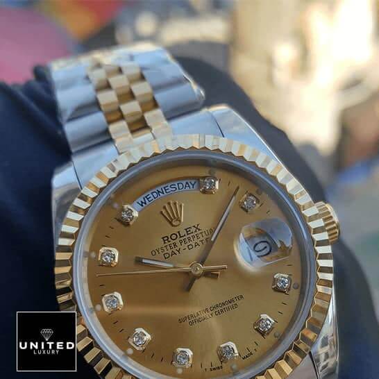 Rolex Day-Date 128238 Yellow Gold With Diamond Dial Replica 3 Rolex Day-Date 38mm MOP Gold with Diamonds Dial Replica
