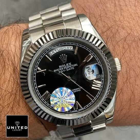 Rolex Presidential Replica 1 Rolex Day Date II Presidential Black Roman Dial 218239 Jubilee Replica