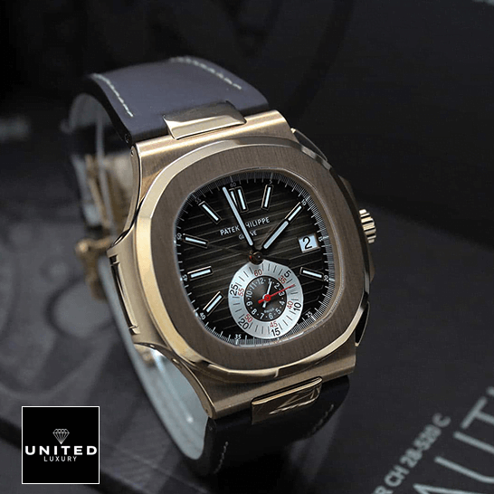 Patek Philippe Nautilus Rose Leather Replica 6 Patek Philippe Rose Gold Bezel Replica front view