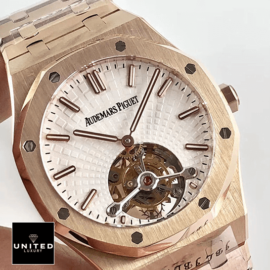 Audemars Piguet Royal Oak Tourbillon 20180803AP004 Replica 4 Audemars Piguet Royal Oak White Dial Tourbillion Replica front view