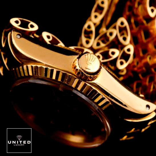 Rolex Datejust Champagne Dial Replica 6 Rolex Datejust 6824 Yellow Gold Crown Pusher Replica