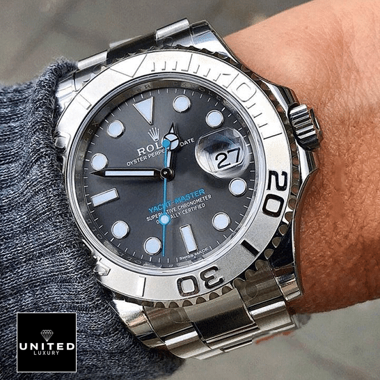 Rolex Yacht-Master 116622-0003 Platinum & Rhodium Dial Replica 1 Rolex Yacht Master 116622-0003 Replica grey dial on the wrist