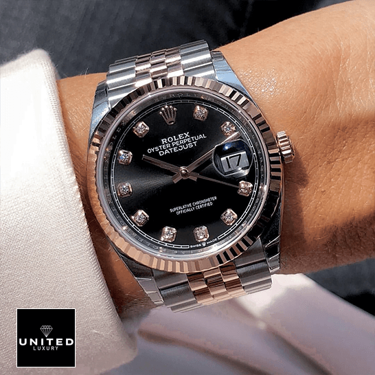 Rolex 126231 Replica 5 Rolex Diamond 126231 Black Dial Replica on the wrist