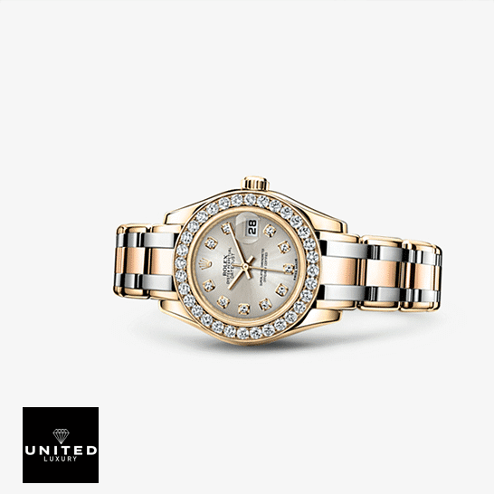Rolex Tridor Pearlmaster Ladies Gold & Diamond 80298-0048 Replica 8 Rolex Tridor Pearlmaster 80298-0048 Silver Dial with Diamonds Replica