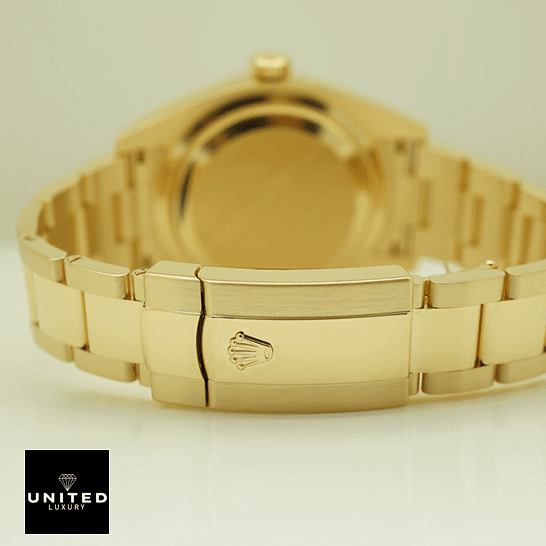 Rolex Sky-Dweller Gold Replica 6 Rolex Sky-Dweller Yellow Gold Bracelet 326938-0004 Oyster Replica Fold Clasp on the Rolex Logo
