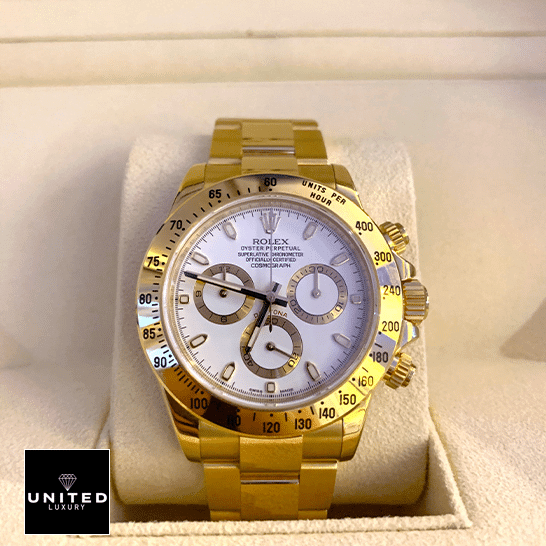 Rolex Daytona Cosmograph 116528 Yellow Gold White Dial Oyster Replica 2 Rolex Daytona 116528 Yellow Gold Bezel White Dial Oyster Replica