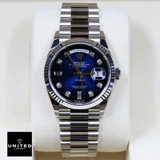 Rolex Day-Date 128239 Blue Dial With Diamond Replica 3 Rolex Day-Date 36 7118-1200R-01 Oyster Replica