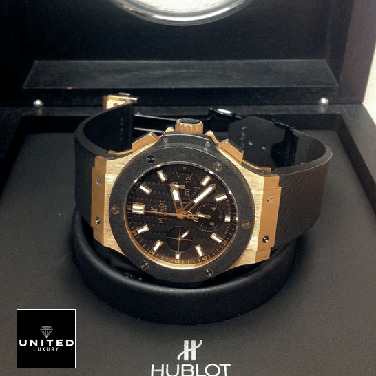 Hublot Geneve BigBang Replica 1 Hublot Big Bang 301.PM_.1780.RX Gold Case Replica in the box side view
