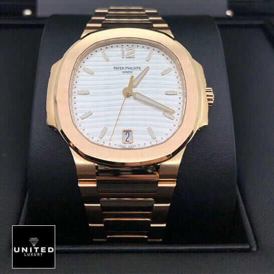 Patek Philippe Rose White Replica 6 Patek Philippe Rose Gold White Dial Replica in the black box