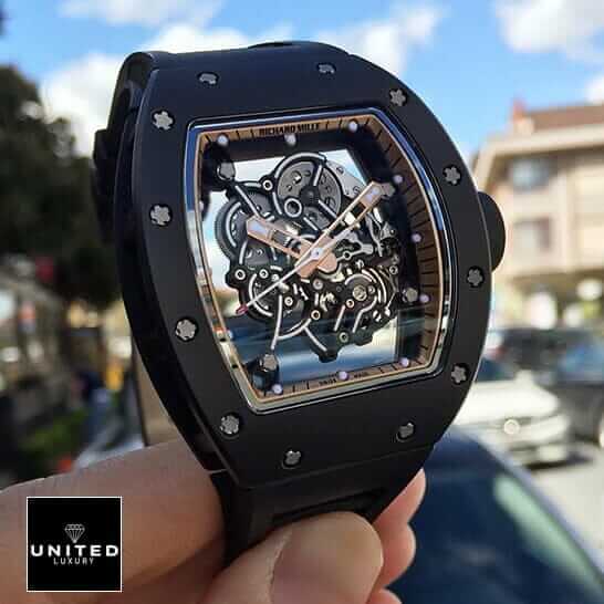 Richard Mille RM055 Bubba Watson Replica 4 Richard Mille RM055 Bubba Watson Replica on the hand city background