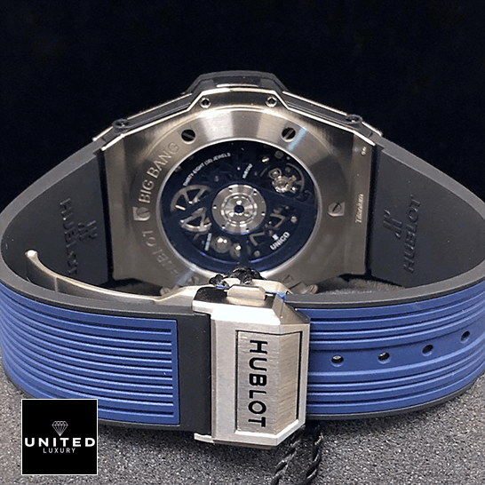 Hublot Transparent Blue Replica 6 Hublot Big Bang Unico Blue Steel Case Clasp Replica upside view