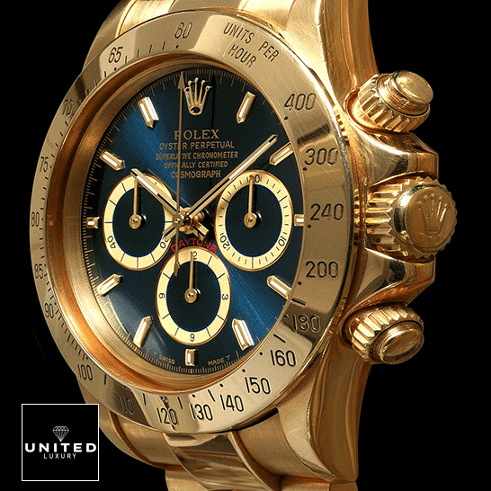 Rolex Daytona Cosmograph Yellow Gold Black Dial 16528 Oyster Replica 2 Rolex Daytona Cosmograph 16528 Replica Yellow Gold Crown Pusher