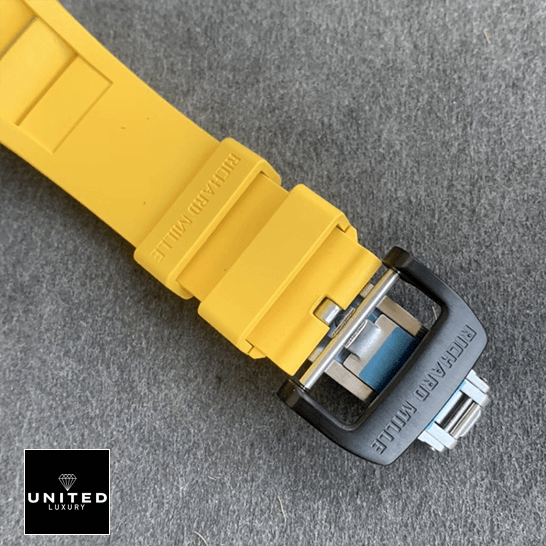 Richard Mille Nadal Replica 5 Richard Mille RM3501 Yellow Rubber Bracelet Replica opened clasp