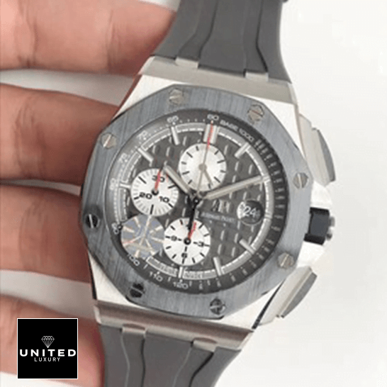 Royal Oak Chrono Novelty Replica 1 Audemars Piguet Royal Oak Offshore grey dial Replica on the hand