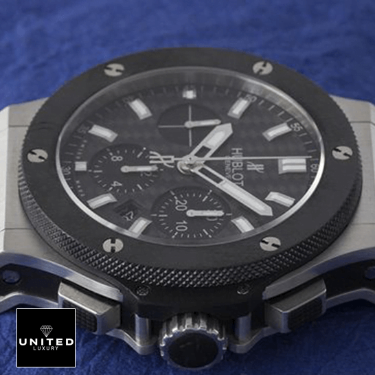 Hublot Watch Black Replica 6 Hublot Big Bang Steel Ceramic Black Background Replica blue background