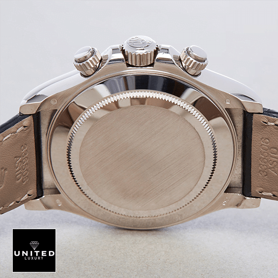 Rolex Daytona 116519 White Roman Dial Replica 11 Rolex Daytona 116519 Geneva Stainless Steel Case Replica on the table