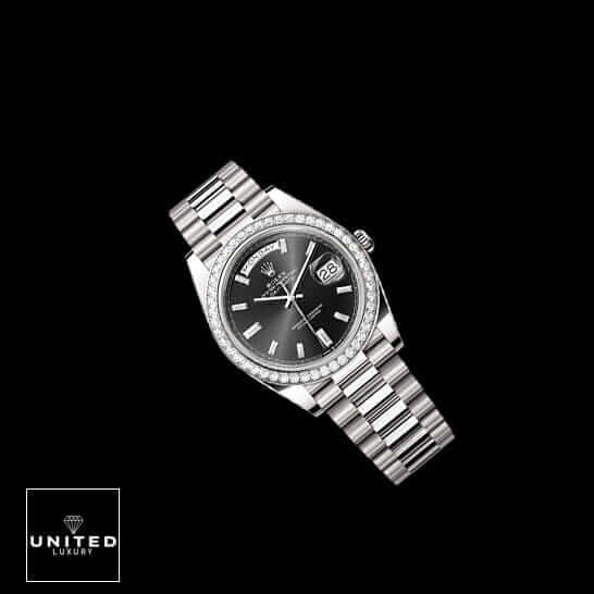 Rolex DayDate Black Diamond Replica 4 Rolex Day-Date 40 228349RBR-0002 Replica Black background