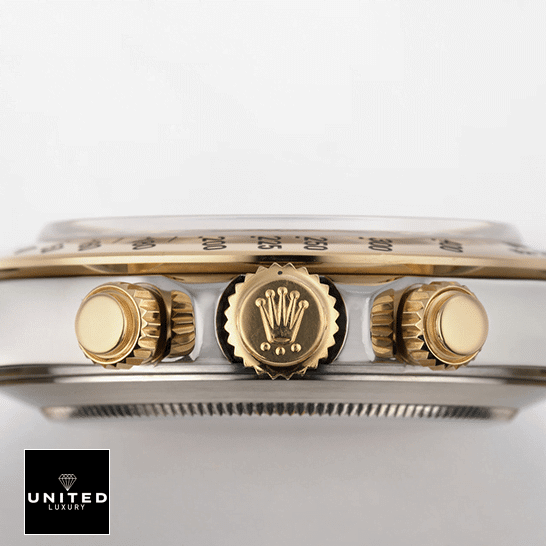 Rolex Daytona Cosmograph Yellow Gold Champagne Dial 16523 Replica 5 Rolex Daytona S.Steel Case Yellow Gold Crown & Button Pusher 16523 Replica