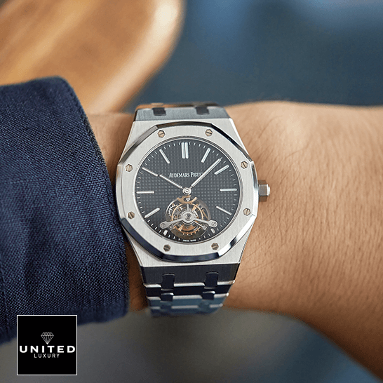 Royal Oak Tourbillon Black Replica 5 Audemars Piguet 26512ST.OO_.1220ST.01 Tourbillion Replica on the man wrist