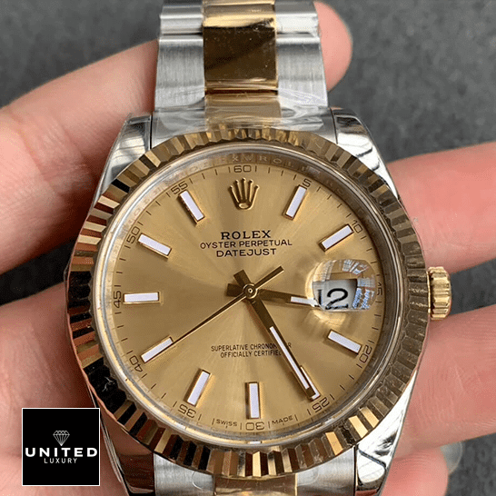 Yellow Oyster Perpetual Replica 1 Rolex Datejust 126333 Champagne Dial & Fluted Bezel Replica