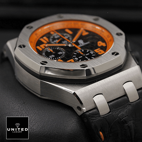 Lava Watches Replica 6 Audemars Piguet Steel Bezel Orange Dial Replica black background