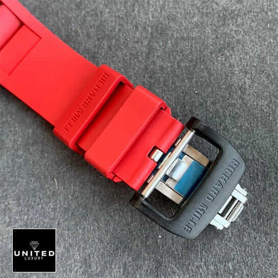RM3502 Red Carbon Replica 4 Richard Mille Red Rubber Bracelet Replica steel clasp