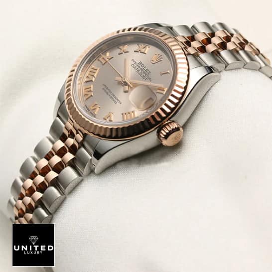 Rolex 279171-0021 Everose Replica 4 Rolex Datejust Roman 279171 Jubilee Bracelet Replica side view