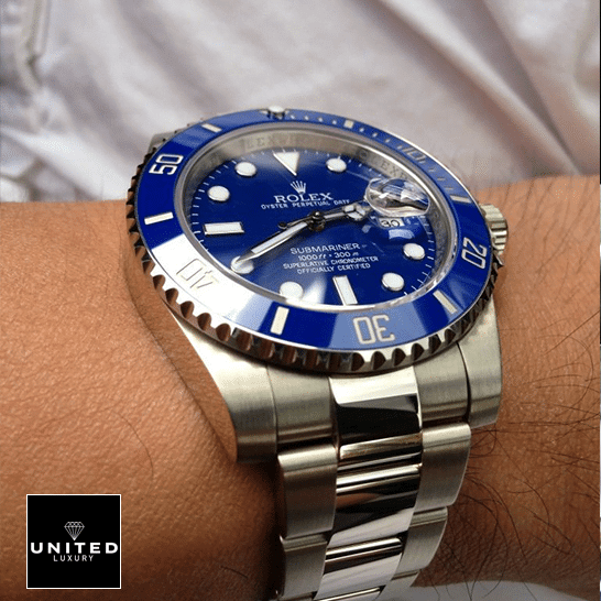 Rolex Submariner 116619 Blue Dial Replica 3 Rolex Submariner 116619lb-0001 Blue Dial Replica on his arm