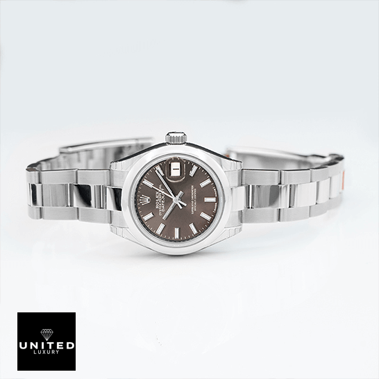 Datejust Dark Grey Replica 5 Rolex 279160 Datejust Dark Grey Oyster Replica side view and white background