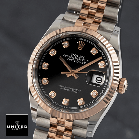 Rolex 126231 Replica 2 Rolex Datejust Black Dial Diamond Rose Bezel Replica