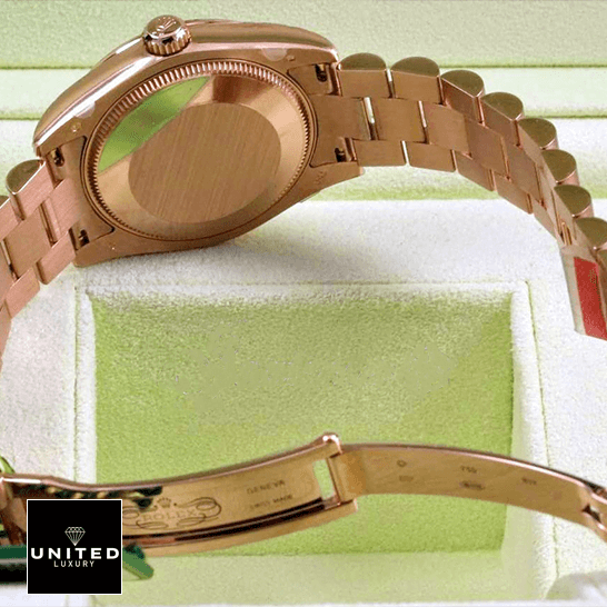 Datejust 31 Diamond Replica 3 Rolex 178275 Rose Gold Oyster Replica opened clasp & in the box