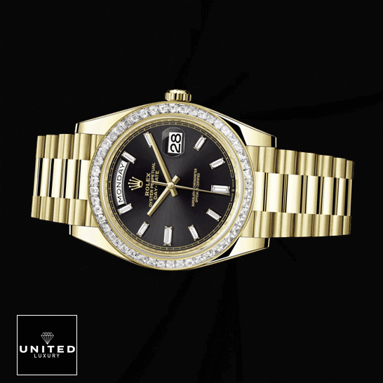 Rolex Day-Date 228398TBR Yellow Gold & Diamonds Black Dial Replica 4 Rolex Day-Date 228398TBR-0001 Replica Black Background