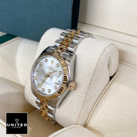 Rolex Datejust 16233 Steel Gold Mother of Pearl Replica 5 Rolex Datejust 16233 Stainless Steel Case Gold Crown Pusher