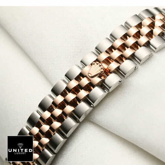 Rolex 279171-0021 Everose Replica 7 Rolex 279171 Stainless Steel Replica Jubilee bracelet on rolex logo