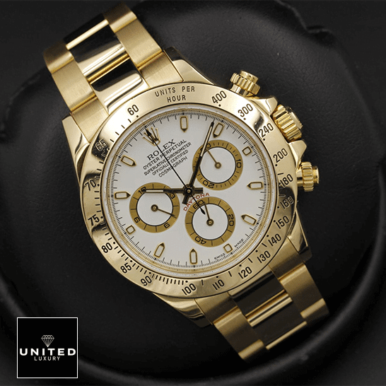 Rolex Daytona Cosmograph 116528 Yellow Gold White Dial Oyster Replica 1 Rolex Daytona Cosmograph 116528 Yellow Gold White Dial Oyster Replica