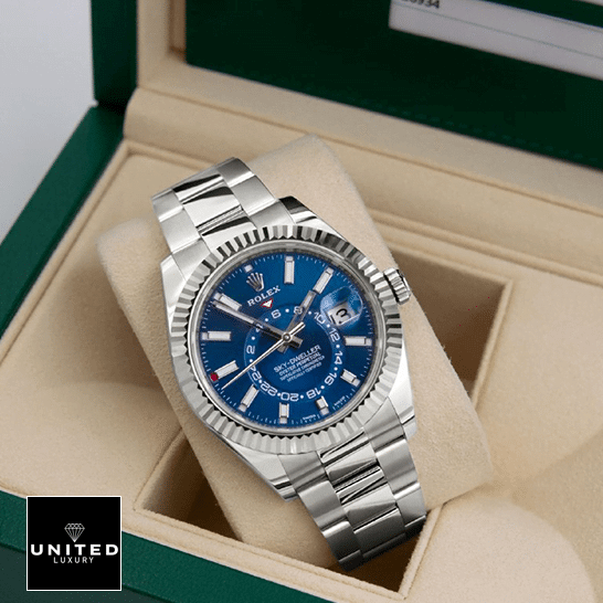 Rolex Sky-Dweller Blue Dial Stainless Steel 326934-0003 Oyster Replica 3 Rolex Sky-Dweller Blue Dial Stainless Steel Fluted Bezel 326934-0003 Oyster Replica