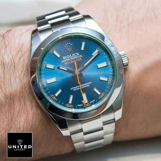 Rolex Milgauss 116400GV-0002 Blue Dial Replica 5 Rolex Milgauss 116400GV-0002 Blue Dial Replica on his arm
