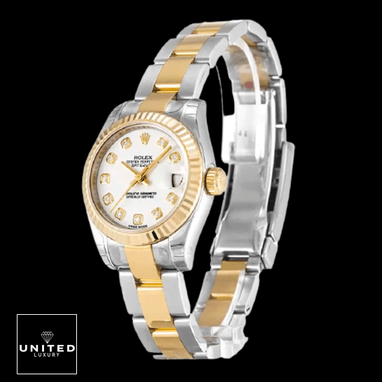 Rolex Datejust Two Tone Replica 2 Rolex Datejust 179173 Yellow Gold Fluted Bezel Replica Black Background