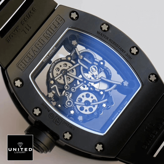 RM055 Black Replica 1 Richard Mille RM055 Skeleton Black Dial Replica upside view