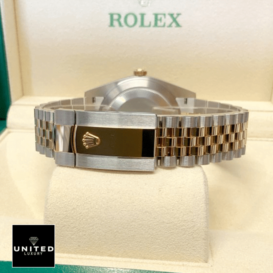 Rolex Datejust 126233 Wimbledon Replica 4 Rolex Datejust 36 Wimbledon Two Tone Jubilee Fold Clasp on the Rolex Logo Replica in the box