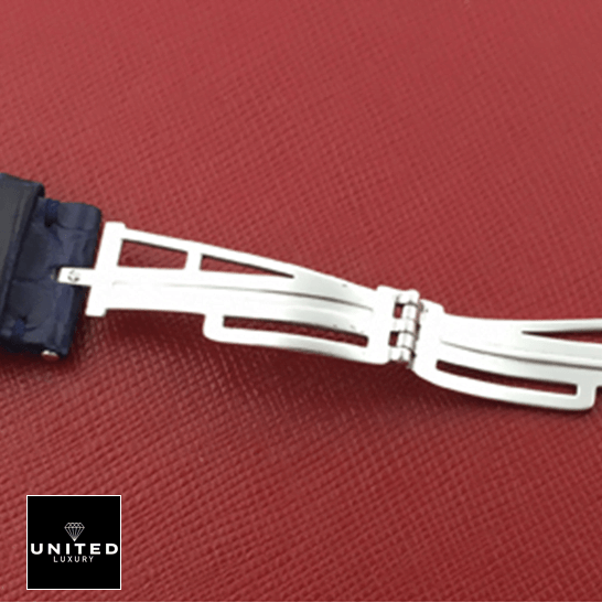 Audemars Piguet Royal Oak Offshore 26030PO.00.D021IN.01 Replica 1 AP 26030PO.OO_.D021IN.01 Black Leather Bracelet Replica opened clasp & red background