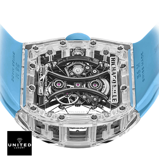 Richard Mille sapphire Replica 5 Richard Mille Tourbillion 53-02 Sapphire Replica upside view